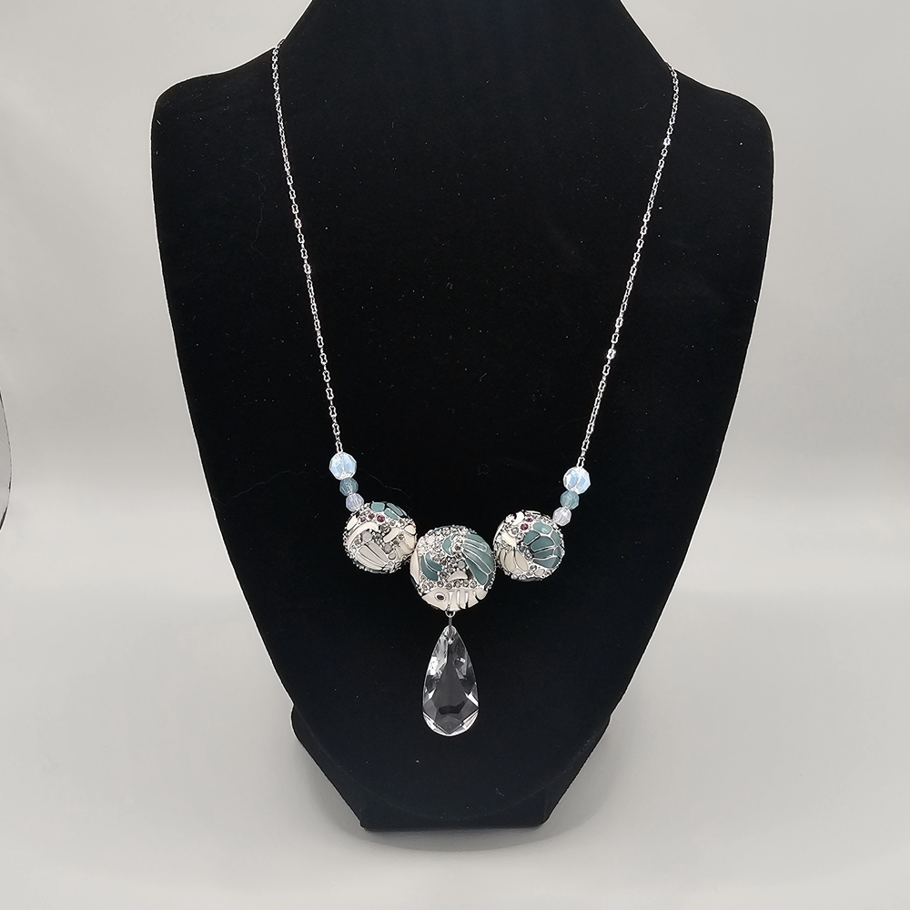 Swarovski NIL Necklace with White and Aqua Beads
